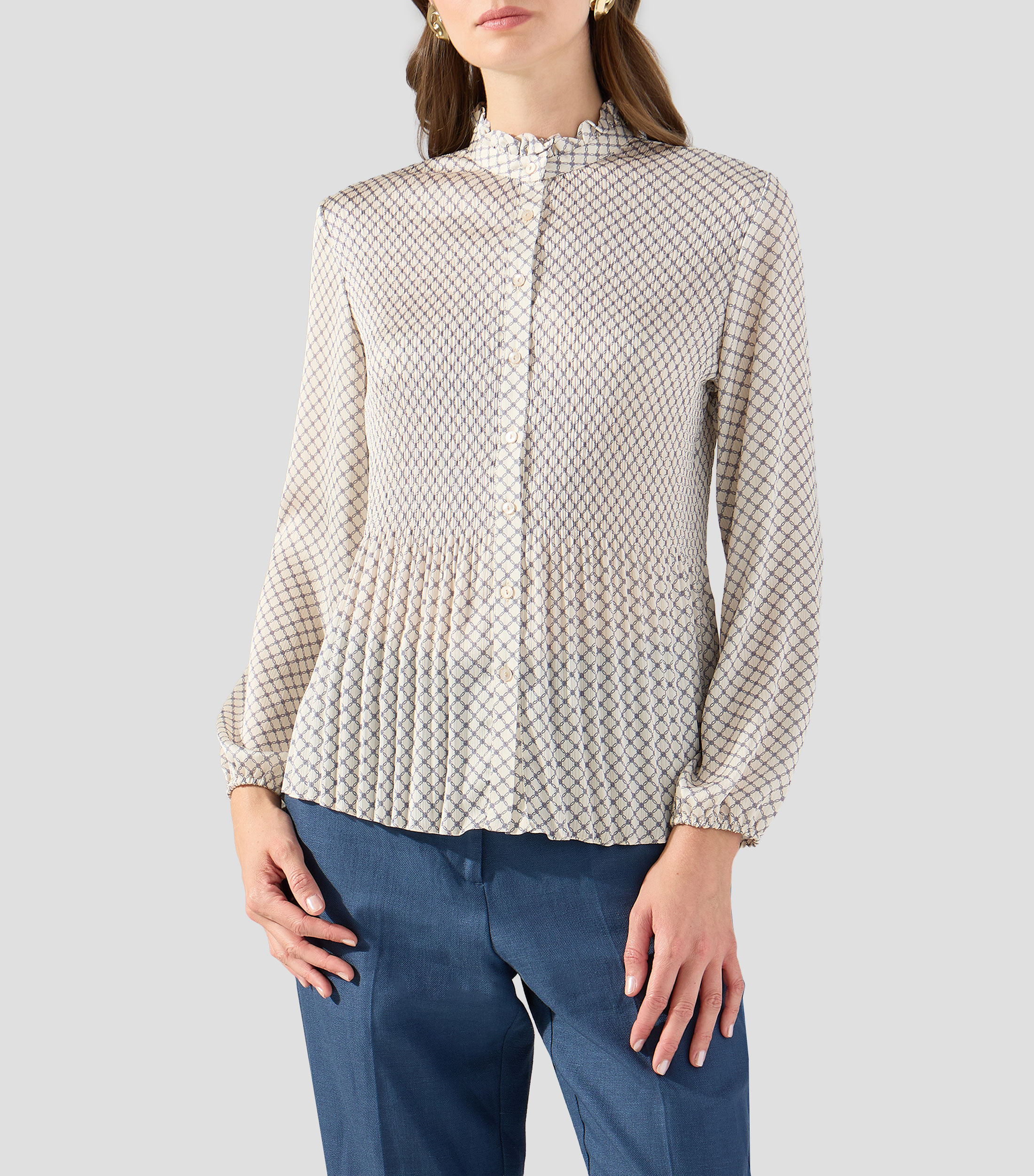 Blusa estampada manga larga Mujer